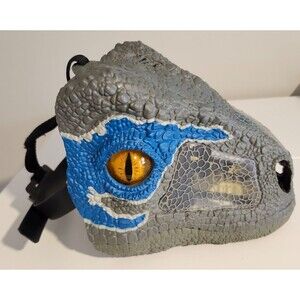 Jurassic World Chomp N Roar Velociraptor Blue Dinosaur Halloween Mask No Sound